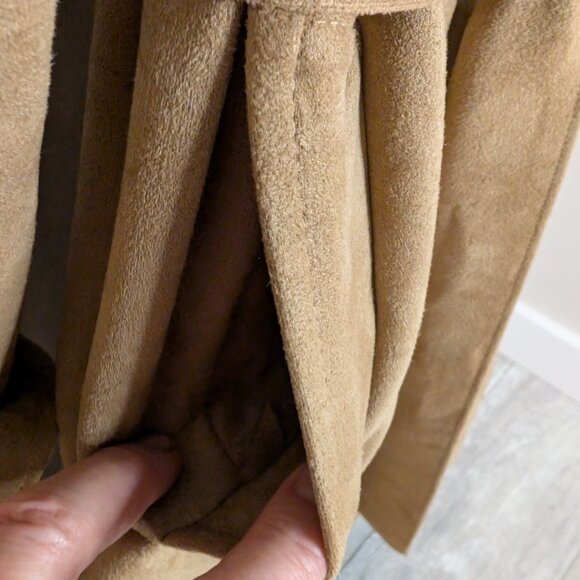 FEW MODA New York Camel Faux Suede Tie Waist Longline Trench Coat | Size M NWOT - Picture 4 of 14